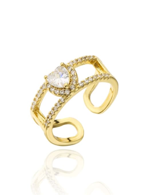 AOG Brass Cubic Zirconia Geometric Vintage Band Ring