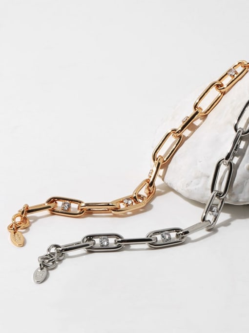 TINGS Brass Cubic Zirconia Geometric Vintage Link Bracelet 2