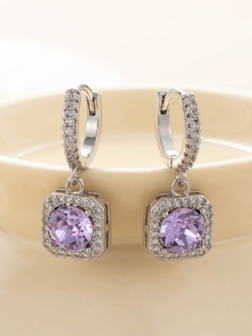 44 Violet  Steel  (pair) Brass Cubic Zirconia Geometric Dainty Single Earring