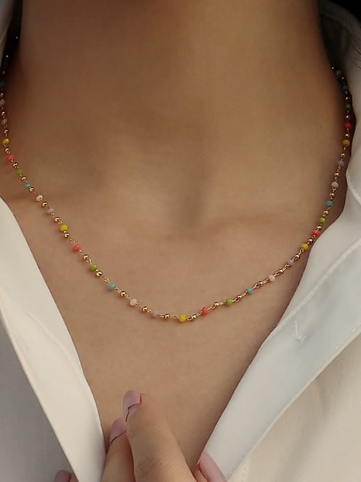 TINGS Brass MGB beads Minimalist Irregular Multi Color Bracelet and Necklace Set 1