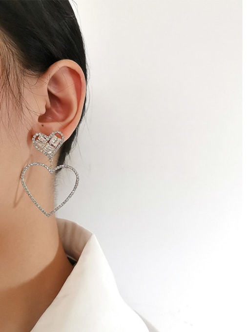 HYACINTH Copper Cubic Zirconia Heart Statement Drop Trend Korean Fashion Earring 2
