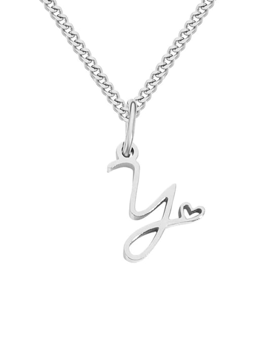 Y  steel color Stainless steel Letter Minimalist Necklace