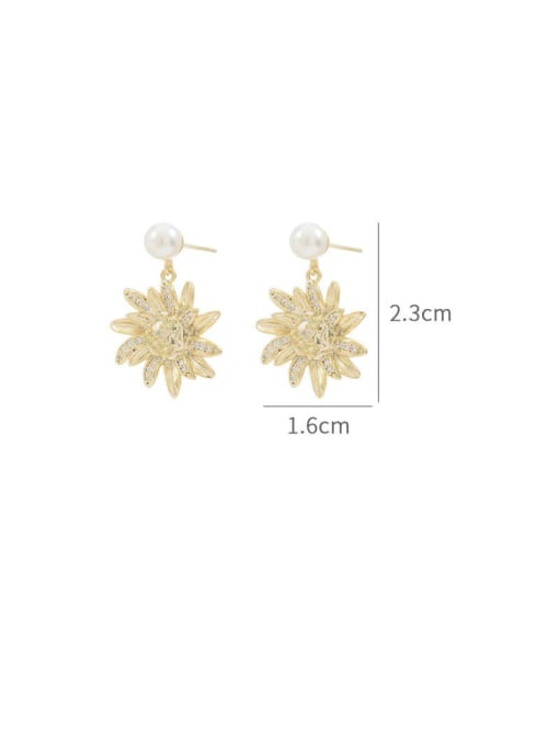 YOUH Brass Cubic Zirconia Flower Dainty Drop Earring 1