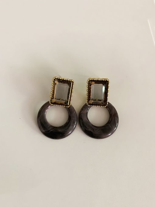 Amber resin Earrings S925 silver needle Resin Geometric Vintage Stud Earring/Multi-color optional