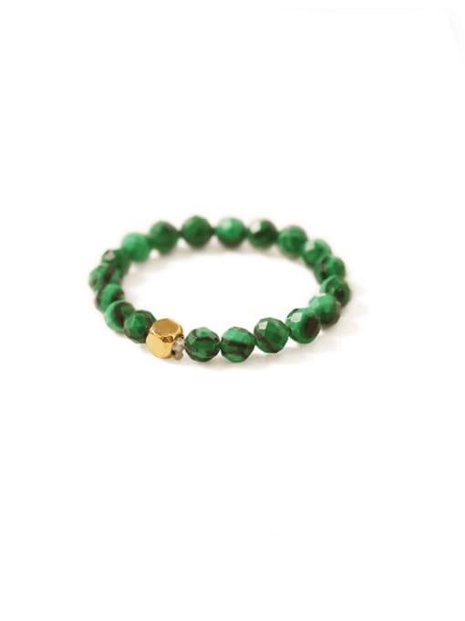 green Brass Bead Round Vintage Band Ring