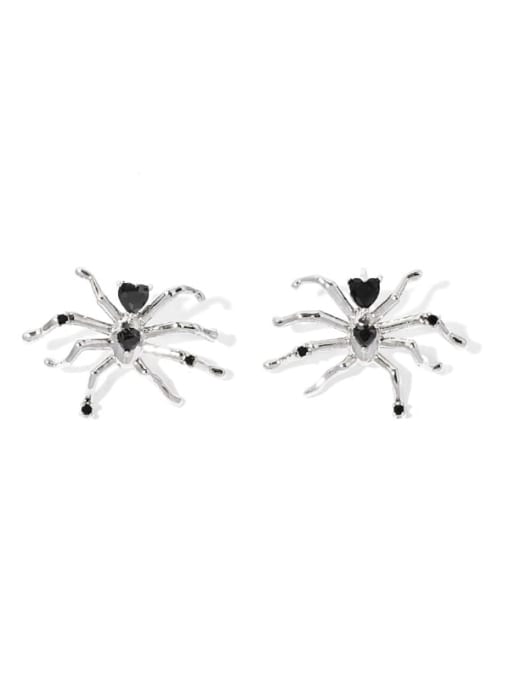 TINGS Brass Cubic Zirconia Bug Hip Hop Spider Earring 2