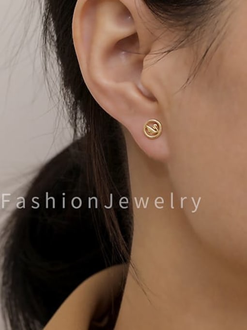 HYACINTH Brass Cubic Zirconia Geometric Minimalist Stud Trend Korean Fashion Earring 1