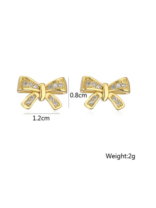 41909 Brass Cubic Zirconia Bowknot Trend Stud Earring