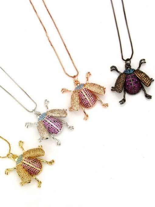 renchi Brass Cubic Zirconia Insect Cute Necklace 4