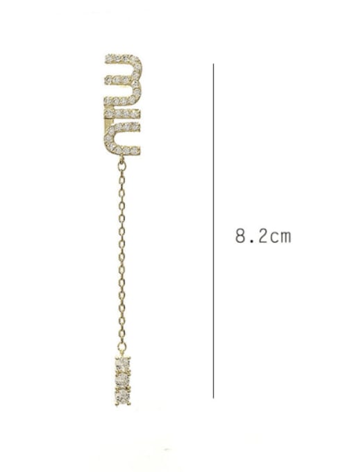 SUUTO Brass Cubic Zirconia Letter Trend Threader Earring 3