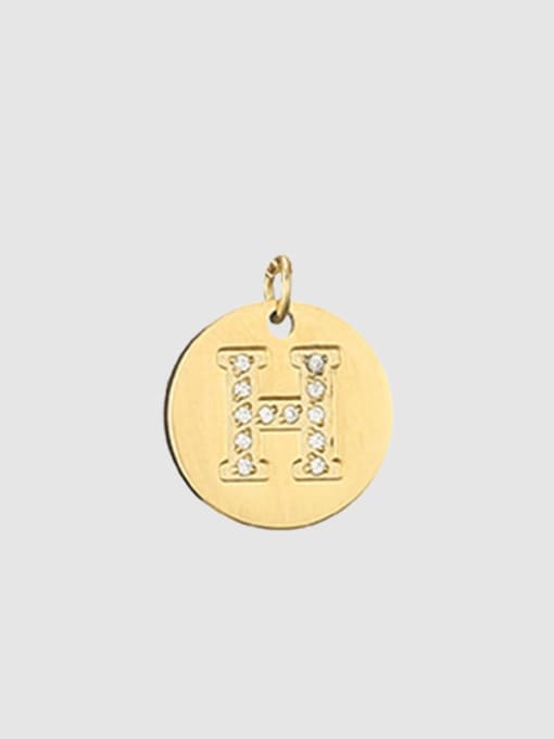 H 14 K gold Titanium 26 Letter Minimalist round pendant Necklace