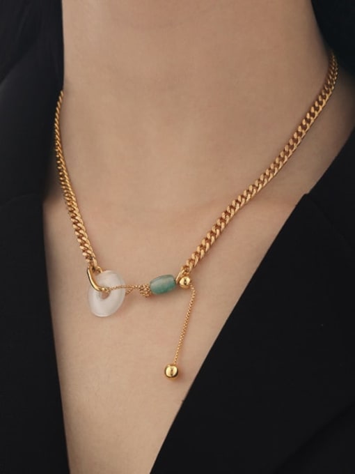 TINGS Brass Jade Geometric Minimalist Necklace 2