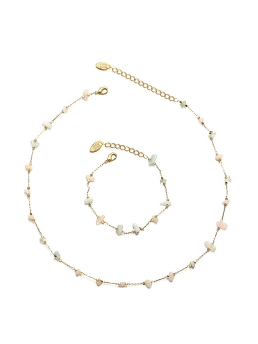 ACCA Brass Natural Stone Minimalist Irregular  Bracelet and Necklace Set 0