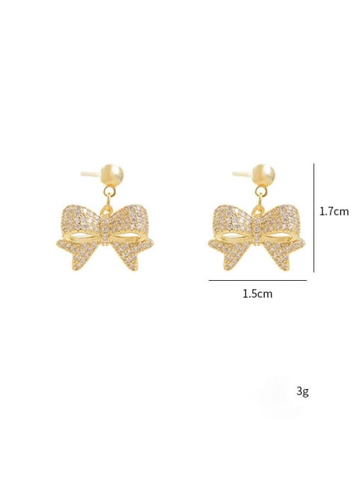 YOUH Brass Cubic Zirconia Bowknot Dainty Stud Earring 2