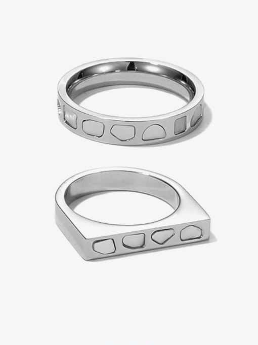 TINGS Titanium Steel Shell Irregular Minimalist Band Ring 3