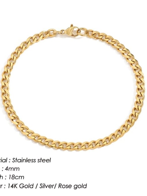 Gold 4mm 18cm Stainless steel Irregular Vintage Link Bracelet