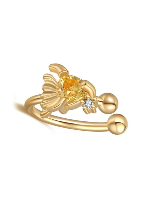 Little goldfish Brass Cubic Zirconia Multi Color  Cute animal Clip Earring