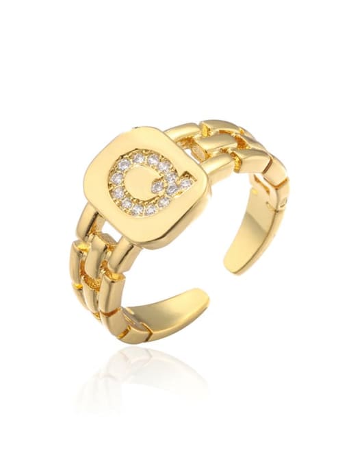 Q Brass Cubic Zirconia Letter Vintage Band Ring