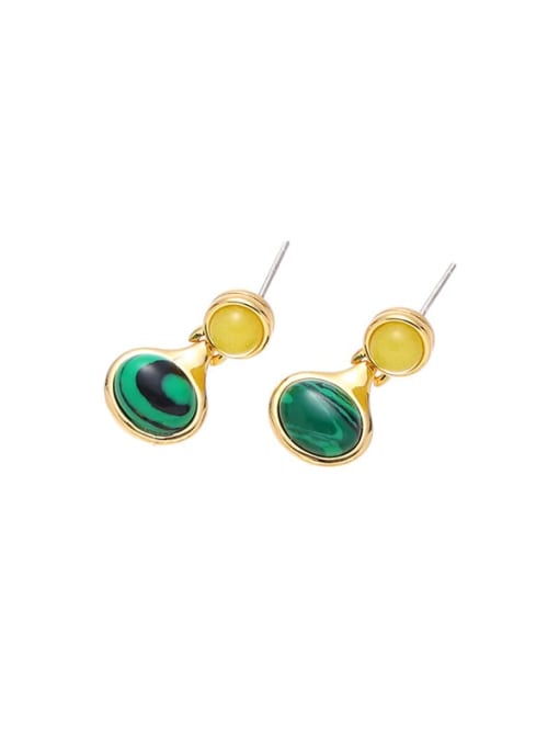 Malachite earrings Brass Tiger Eye Geometric Bohemia Drop Earring