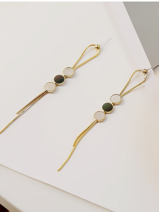14K Gold Copper Shell Tassel Minimalist Threader Trend Korean Fashion Earring