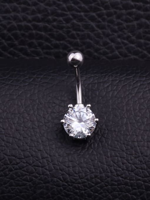 Section a  single Stainless steel Cubic Zirconia Flower Hip Hop Belly Rings & Belly Bars