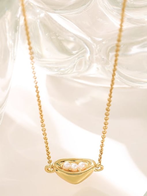 Five Color Brass Imitation Pearl Irregular Minimalist Necklace 4