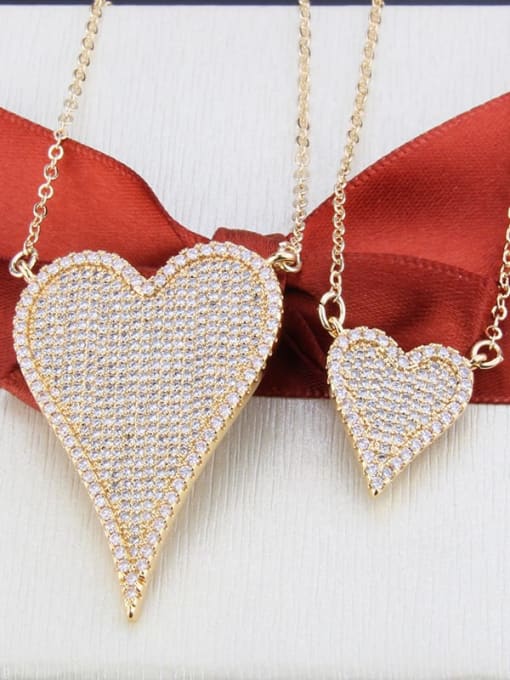 Gold plated white zirconium Brass Cubic Zirconia Heart Luxury Multi Strand Necklace