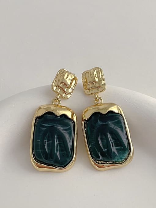 B315 dark green Brass Resin Geometric Vintage Drop Earring