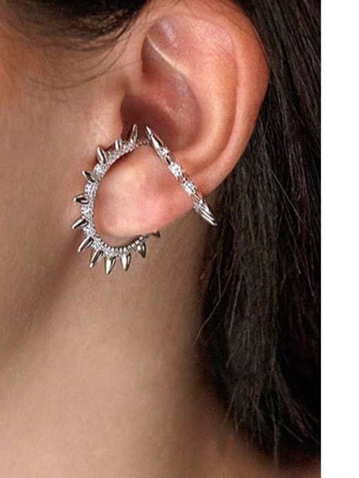 Ear clip Brass Hollow Heart Minimalist Stud Earring