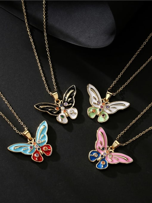 AOG Brass Enamel Trend Butterfly Pendant Necklace 1