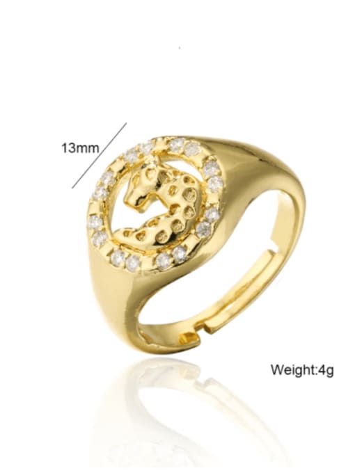 AOG Brass Cubic Zirconia Leopard Vintage Band Ring 2