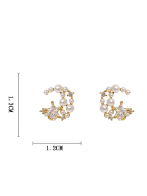 HYACINTH Brass Imitation Pearl Star Minimalist Clip Earring 3
