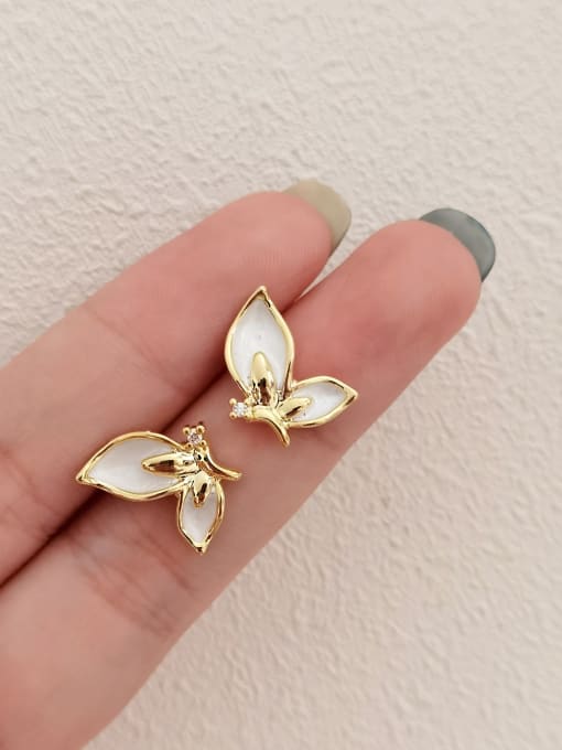 HYACINTH Brass Shell Butterfly Minimalist Stud Earring 2