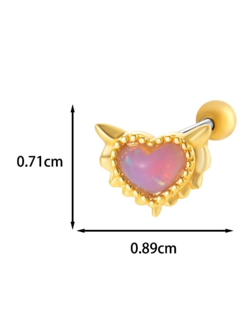 6 # Gold --Single Brass Cubic Zirconia Heart Chain Tassel Minimalist Single Earring