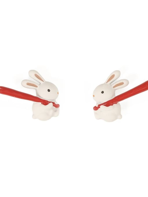Five Color Alloy Enamel Irregular Cute rabbit Stud Earring 0