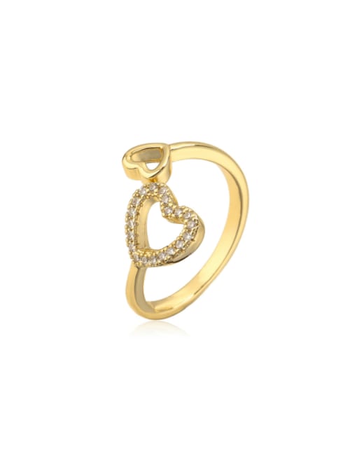 12496 Brass Cubic Zirconia Heart Vintage Band Ring