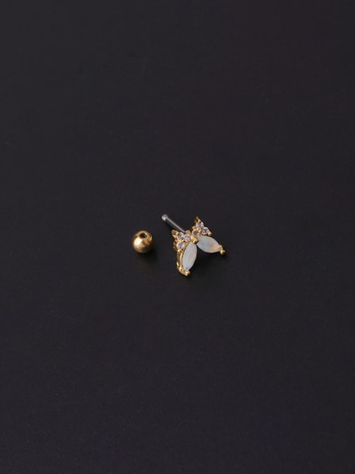 HISON Brass  Cubic Zirconia Moon Cute  Butterfly Stud Earring(Single Only One) 2