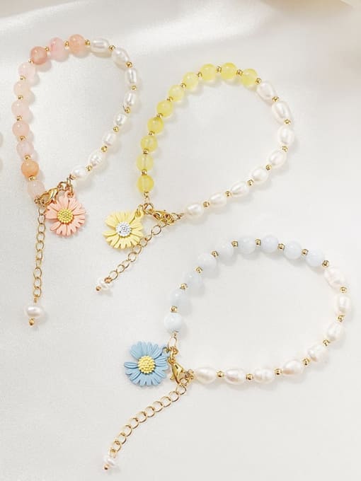 Papara Alloy Imitation Pearl Flower Cute Adjustable Bracelet 2