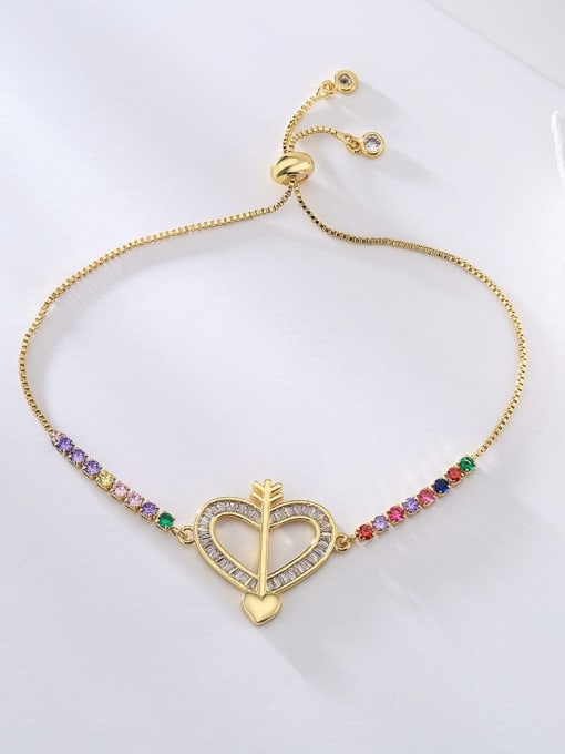 AOG Brass Cubic Zirconia Geometric Heart Vintage Adjustable Bracelet 1