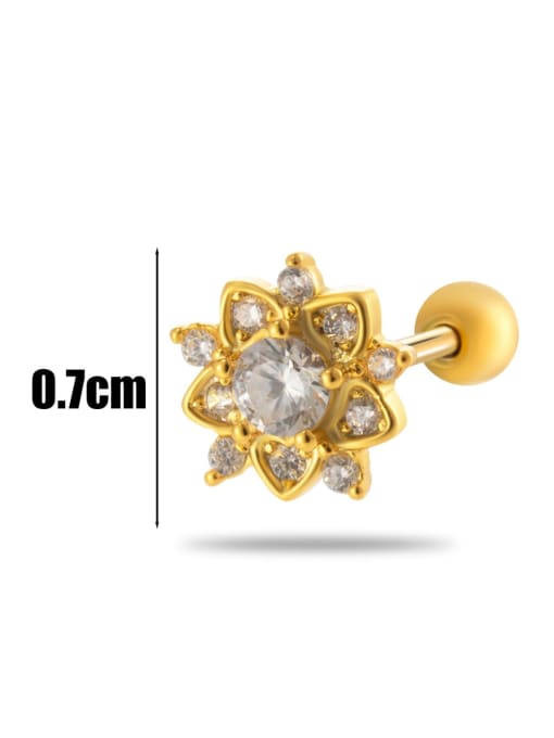 5# Gold-- Single Brass Cubic Zirconia Bowknot Tassel Trend Single Earring