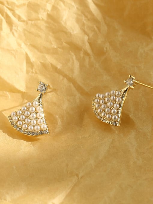 HYACINTH Brass Imitation Pearl Triangle Bohemia Stud Trend Korean Fashion Earring 4