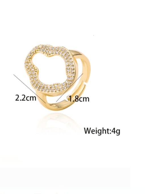 AOG Brass Cubic Zirconia Geometric Vintage Band Ring 2