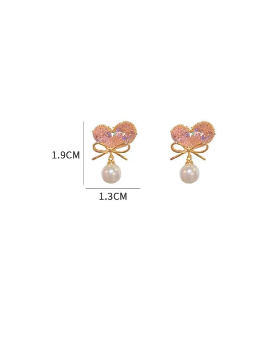 YOUH Brass Cubic Zirconia Heart Dainty Stud Earring 2
