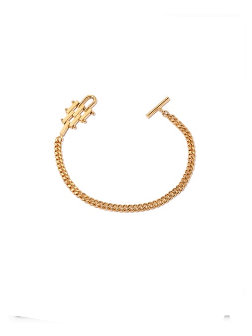 golden Brass Geometric Vintage Link Bracelet