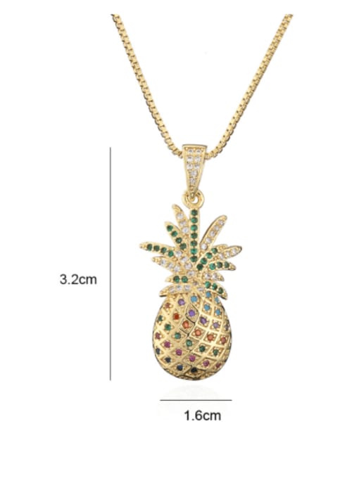 AOG Brass Cubic Zirconia Friut Vintage Pineapple Pendant Necklace 1