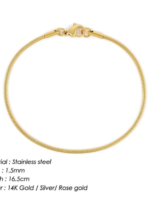 Gold 1.5mm 16.5cm Stainless steel Snake Minimalist Link Bracelet