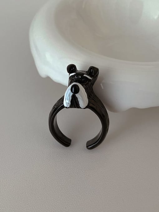 Black Dog Ring Brass Resin Icon Cute Band Ring