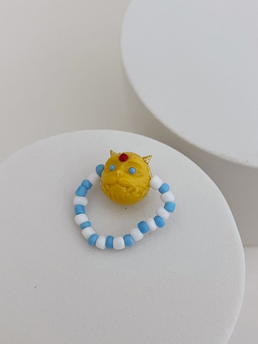 yellow Resin Multi Color Cute little monster Bead Ring