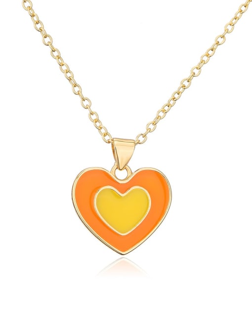22114 Brass Enamel Heart Minimalist Necklace