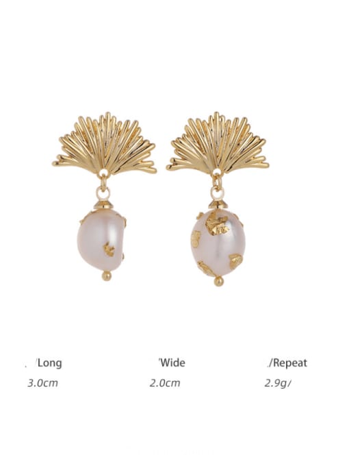 TINGS Brass Freshwater Pearl Flower Vintage Drop Earring 2
